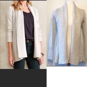 Anthropologie Moth Pointelle grey open cardigan